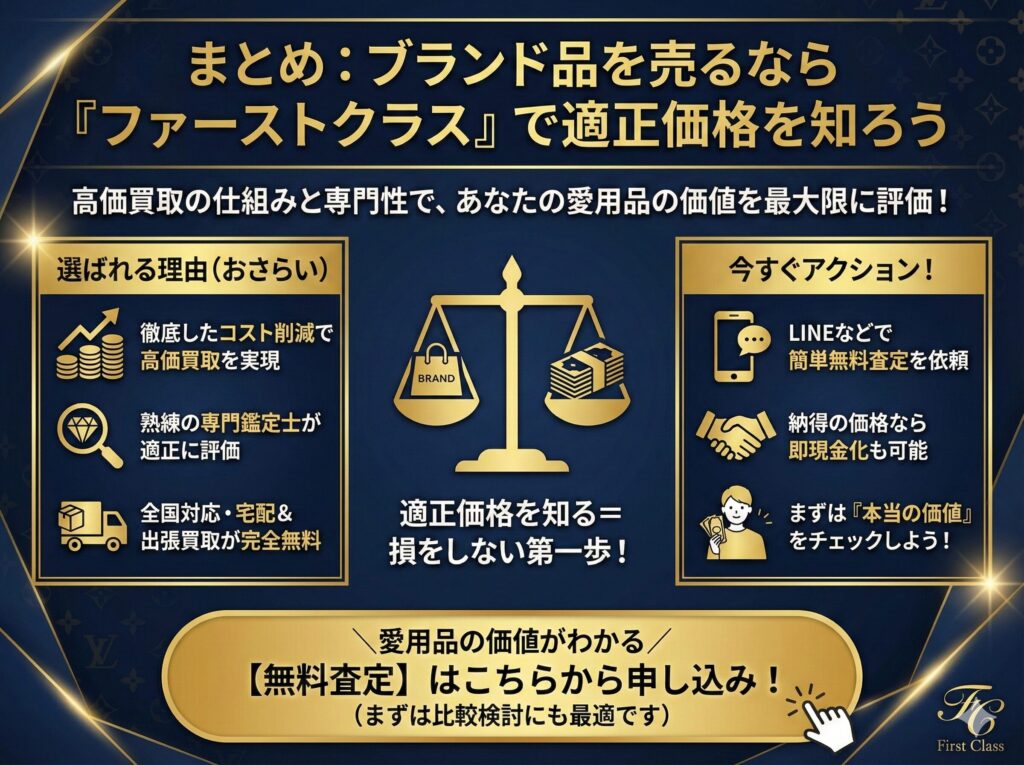 まとめ：ブランド品を売るなら「ファーストクラス」で適正価格を知ろう